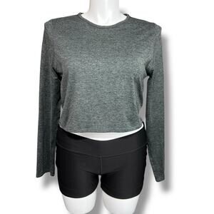 Girlfriend Collective Womens Athletic Crop Top Long Sleeve Pullover Green XXL